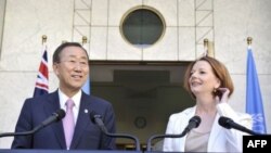 BM Genel Sekreteri Ban ki Moon ve Avustralya Başbakanı Julia Gillard