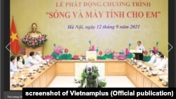 Thủ tướng Việt Nam phát động chương trình nhằm nâng cao năng lực dạy và học trực tuyến, 12/9/2021.