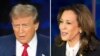 Foto Konbinezon: Donald Trump (a goch) epi Kamala Harris (a dwat). 