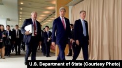 Ngoại trưởng Mỹ John Kerry tại Grand Hotel Prince ở Hiroshima, Nhật Bản, ngày 10/4/2016.