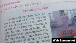 Trong cuốn Thực hành kỹ năng sống cho học sinh lớp 1' có bài học dạy trẻ bước trên thủy tinh vỡ đã vấp phải nhiều phản ứng, đa phần là tiêu cực, của người đọc.