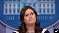 Phát ngôn viên Tòa Bạch Ốc Sarah Huckabee Sanders tại họp báo hôm 11/5