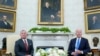 President Joe Biden, right, meets with Jordan's King Abdullah II, left, in the Oval Office of the White House in Washington, Monday, July 19, 2021. (AP Photo/Susan Walsh)