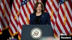 U.S. Vice President Kamala Harris attends a campaign event at West Allis Central High School