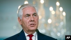 Ngoại trưởng Mỹ Tillerson phát biểu tại Bộ Ngoại giao, 4/10/2017