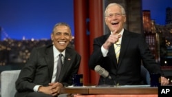 Tổng thống Obama trong cuộc phỏng vấn trên chương trình 'The Late Show' của David Letterman, ngày 4/5/2015.