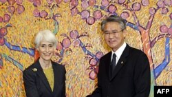 Thứ trưởng Bộ Ngoại giao Mỹ phụ trách các vấn đề chính trị Wendy Sherman và Thứ trưởng thứ nhất Bộ Ngoại giao Hàn Quốc Park Suk-hwan tại Seoul, ngày 22/11/2011