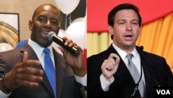 Ứng cử viên Andrew Gillum (trái) và Ron DeSantis.