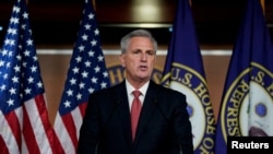 FILE PHOTO: House Minority Leader Kevin McCarthy (R-CA) holds his weekly news conference with Capitol Hill reporters in Washington