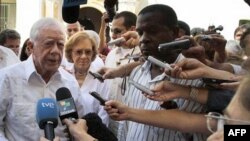 Cựu Tổng thống Hoa Kỳ Jimmy Carter nói chuyện với các phóng viên tại Old Havana, Cuba, ngày 29/3/2011