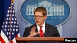 Phát ngôn viên Tòa Bạch Ốc Jay Carney tại một cuộc họp báo