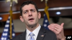 Chủ tịch Hạ viện Mỹ Paul Ryan phát biểu trước báo giới ở thủ đô Washington ngày 7.1.2016.