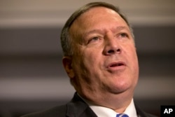 Tư liệu - Dân biểu Mike Pompeo đại diện bang Kansas phát biểu tại Capiol Hill, Washington.