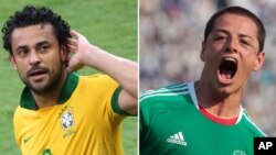 Hai đội Mexico và Brazil gặp nhau tại thành phố Fortalera, đông bắc Brazil hôm nay.