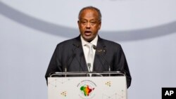 Tổng thống Djibouti Ismail Omar Guelleh phát biểu tại Hội nghị thượng đỉnh Ấn Độ châu Phi ở New Delhi hôm 29/10/2015.