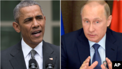 Tổng thống Mỹ Barack Obama (trái) và Tổng thống Nga Vladimir Putin