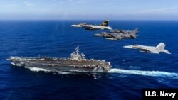 USS Carl Vinson tại vùng biển Thái Bình Dương hồi đầu năm nay.