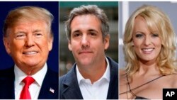 Luật sư của Tổng thống Donald Trump (trái), Michael Cohen (giữa) được cho là đã nhận 500.000 USD từ một công ty có mối liên hệ với một nhà tài phiệt Nga, theo thông tin của Luật sư của diễn viên phim khiêu dâm Stormy Daniels (phải).