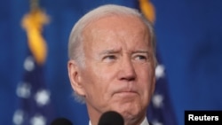 U.S. President Biden speaks during a Democratic National Committee event at the Columbus Club in Washington