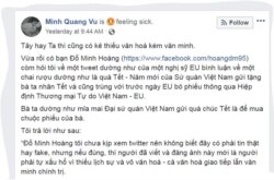 Một phần bài viết trên trang Facebook của đại sứ Vũ Quang Minh.