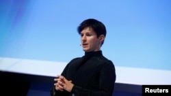 FILE PHOTO: Founder and CEO of Telegram Pavel Durov delivers a keynote speech during the Mobile World Congress in Barcelona