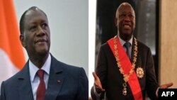 Cả ông Gbagbo (phải) và đối thủ Ouattara (trái) đều tuyên bố giành chiến thắng trong cuộc bầu cử tổng thống