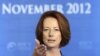 Thủ tướng Australia Julia Gillard nói chuyện tại một cuộc họp báo, 8/11/12