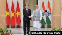 Chủ tịch Việt Nam Trần Đại Quang và Thủ tướng Ấn Độ Narendra Modi.