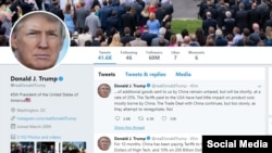 Tổng thống Donald Trump hôm Chủ nhật 5/5 đăng trên Twitter rằng ông sẽ nâng thuế áp lên 200 tỷ đôla hàng Trung Quốc từ 10% lên 25%, bắt đầu từ thứ Sáu tuần này.