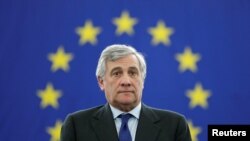 Ông Antonio Tajani vừa được bầu làm chủ tịch mới của Nghị viện châu Âu, ngày 17/01/2017.