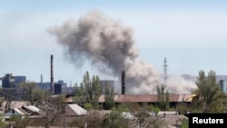 FILE PHOTO: A view shows a plant of Azovstal Iron and Steel Works in Mariupol