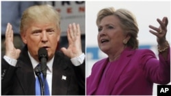 Ứng viên Tổng thống đảng Cộng Hòa Donald Trump (trái) và đối thủ bên phía đảng Dân Chủ Hillary Clinton. 