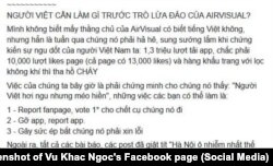 Trích bài viết của ông Vũ Khắc Ngọc kêu gọi đánh giá xấu đối với AirVisual, 6/10/2019