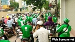 Tài xế Grabbike đình công ở thành phố Hồ Chí Minh. (Ảnh: VTC)