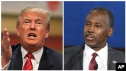 Ứng cử viên tổng thống của đảng Cộng hòa Ben Carson và Donald Trump.