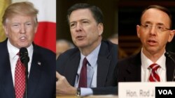 Tổng thống Trump, cựu Giám đốc FBI, và Thứ trưởng Tư pháp Rod Rosenstein 