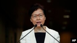 Đặc khu trưởng Hong Kong Carrie Lam phát biểu hôm 3/9/2019.