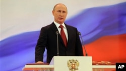 Tổng thống Nga Vladimir Putin phát biểu sau khi tuyên thệ nhậm chức tại Moscow, ngày 7/5/2012