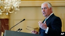 Ngoại trưởng Mỹ Tillerson tai Bộ Ngoại giao Mỹ (ảnh tư liệu, 27/6/2017)