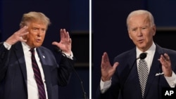 Tổng thống Donald Trump (trái) và cựu Phó tổng thống Joe Biden trong cuộc tranh luận ngày 29/9/2020.