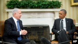 Tổng thống Barack Obama tiếp Thủ tướng Israel Benjamin Netanyahu trong phòng Bầu dục tại Tòa Bạch Ốc ở Washington, 1/10/2014.