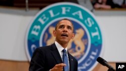 Tổng thống Obama đọc diễn văn tại Belfast, Bắc Ireland, ngày 17/6/2013.