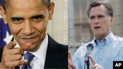 Tổng thống Hoa Kỳ Barack Obama (trái) và ông Mitt Romney