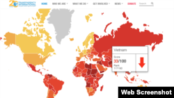 Tổ chức Minh bạch Quốc tế (TI) công bố Chỉ số cảm nhận tham nhũng năm 2018, cho biết Việt Nam chỉ đạt 33/100 điểm, xếp hạng 117/180 toàn cầu.
