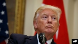 President Donald Trump is seen in the Roosevelt Room of the White House in Washington, May 16, 2017.