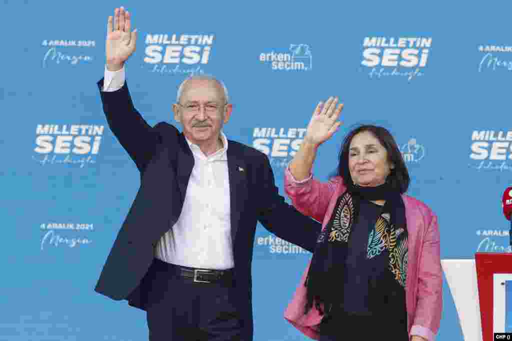 Turkey&#39;s main opposition party CHP leader Kilicdaroglu is holding a rally in Mersin, Turkey