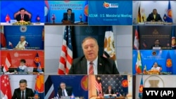 Ngoại trưởng Pompeo trong cuộc họp trực tuyến với các quan chức ngoại giao cấp cao Đông Nam Á.