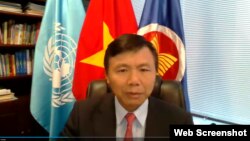 Đại sứ Việt Nam tại LHQ Đặng Đình Qúy, phát biểu trực tuyến ngày 26/8/2020. Photo UN WebTV.