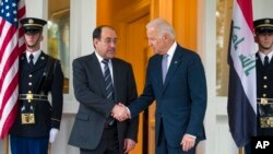 Phó Tổng thống Hoa Kỳ Joe Biden tiếp Thủ tướng Iraq Nouri al-Maliki hôm 30/10/13 